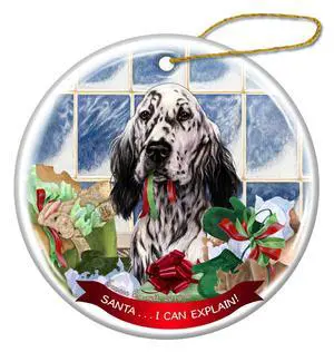 Blue English Setter Dog Porcelain Ornament Pet Gift 'Santa.. I Can Explain! Blue English Setter Dog Porcelain Ornament Pet Gift 'Santa.. I Can Explain!