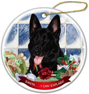 Black German Shepherd Dog Porcelain Ornament Pet Gift Santa I Can Explain! Black German Shepherd Dog Porcelain Ornament Pet Gift Santa I Can Explain!