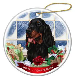 Gordon Setter Dog Porcelain Hanging Ornament Pet Gift Santa I Can Explain! Gordon Setter Dog Porcelain Hanging Ornament Pet Gift Santa I Can Explain!