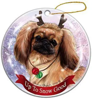 Holiday Pet Gifts Pekingese Red Dog Porcelain Christmas Ornament Holiday Pet Gifts Pekingese Red Dog Porcelain Christmas Ornament