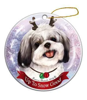 Holiday Pet Gifts Shih Tzu Silver/White Dog Porcelain Christmas Ornament Holiday Pet Gifts Shih Tzu Silver/White Dog Porcelain Christmas Ornament