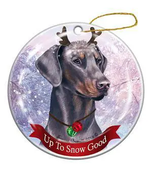 Holiday Pet Gifts Doberman Blue Uncropped Dog Porcelain Christmas Ornament Holiday Pet Gifts Doberman Blue Uncropped Dog Porcelain Christmas Ornament
