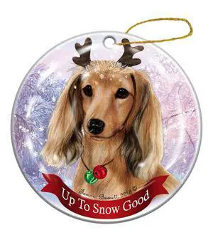Holiday Pet Gifts Dachshund Longhaired Cream Dog Porcelain Christmas Ornament Holiday Pet Gifts Dachshund Longhaired Cream Dog Porcelain Christmas Ornament