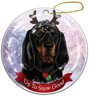 Holiday Pet Gifts Black and Tan Coonhound Dog Porcelain Christmas Ornament Holiday Pet Gifts Black and Tan Coonhound Dog Porcelain Christmas Ornament