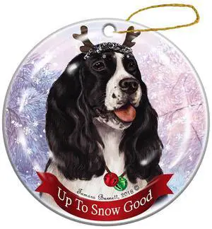 Holiday Pet Gifts Black and White Springer Spaniel Dog Porcelain Christmas Ornament Holiday Pet Gifts Black and White Springer Spaniel Dog Porcelain Christmas Ornament