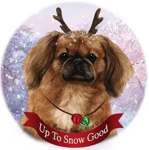 Holiday Pet Gifts Orange Sable Pekingese Dog Porcelain Christmas Ornament Holiday Pet Gifts Orange Sable Pekingese Dog Porcelain Christmas Ornament