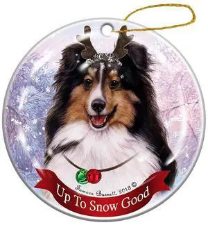 Holiday Pet Gifts Tri Color Sheltie Dog Porcelain Christmas Ornament Holiday Pet Gifts Tri Color Sheltie Dog Porcelain Christmas Ornament