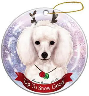 Holiday Pet Gifts White Poodle Dog Porcelain Christmas Ornament Holiday Pet Gifts White Poodle Dog Porcelain Christmas Ornament