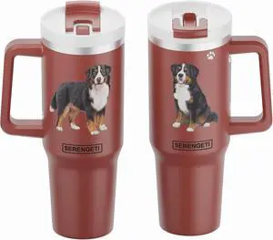 Serengeti 40 Oz Bernese Mt. Dog Stainless Steel Tumbler with Handle, Straw & Lid Serengeti 40 Oz Bernese Mt. Dog Stainless Steel Tumbler with Handle, Straw & Lid
