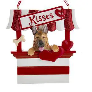 Kurt Adler German Shepherd Dog Kissing Booth Christmas Tree Ornament - 4" Resin Kurt Adler German Shepherd Dog Kissing Booth Christmas Tree Ornament - 4" Resin