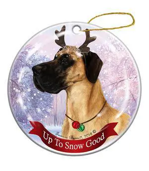 Holiday Pet Gifts Fawn Great Dane Uncropped Dog Porcelain Christmas Ornament Holiday Pet Gifts Fawn Great Dane Uncropped Dog Porcelain Christmas Ornament