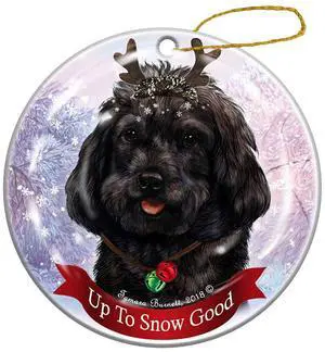Holiday Pet Gifts Black Cockapoo Dog Porcelain Christmas Ornament Holiday Pet Gifts Black Cockapoo Dog Porcelain Christmas Ornament