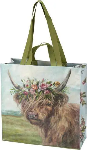 Primitives By Kathy Market Tote - Floral Highland Market Tote, 15 x 15 x 6" Primitives By Kathy Market Tote - Floral Highland Market Tote, 15 x 15 x 6"