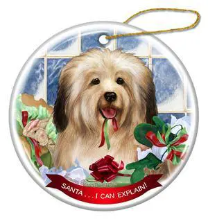 Cream Havanese Dog Porcelain Hanging Ornament Pet Gift 'Santa.. I Can Explain!' Cream Havanese Dog Porcelain Hanging Ornament Pet Gift 'Santa.. I Can Explain!'