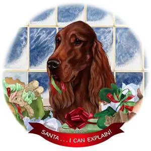 Irish Setter Dog Porcelain Hanging Ornament Pet Gift 'Santa.. I Can Explain!' Irish Setter Dog Porcelain Hanging Ornament Pet Gift 'Santa.. I Can Explain!'