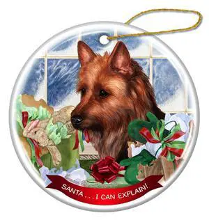 Australian Terrier Dog Porcelain Ornament Pet Gift 'Santa.. I Can Explain!' Australian Terrier Dog Porcelain Ornament Pet Gift 'Santa.. I Can Explain!'