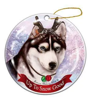 Holiday Pet Gifts Siberian Husky, Black & White Dog Porcelain Christmas Ornament Holiday Pet Gifts Siberian Husky, Black & White Dog Porcelain Christmas Ornament