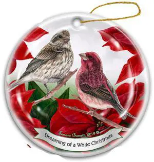 Holiday Pet Gifts Purple House Finch Bird Porcelain Christmas Ornament Holiday Pet Gifts Purple House Finch Bird Porcelain Christmas Ornament