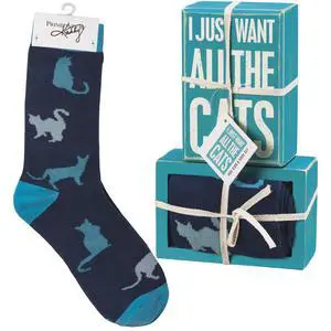 Primitives by Kathy Box Sign & Sock Set - I Just Want All The Cats Primitives by Kathy Box Sign & Sock Set - I Just Want All The Cats