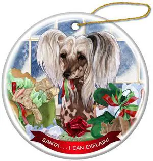 Chinese Crested Hairless Porcelain Ornament Pet Gift 'Santa I Can Explain! Chinese Crested Hairless Porcelain Ornament Pet Gift 'Santa I Can Explain!