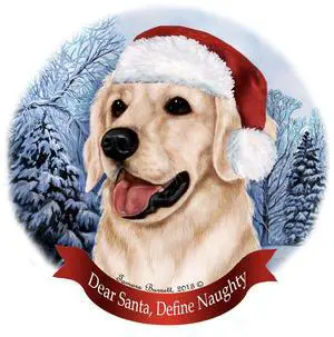 Holiday Pet Gifts Golden Retriever White Dog Santa Hat Porcelain Ornament Holiday Pet Gifts Golden Retriever White Dog Santa Hat Porcelain Ornament