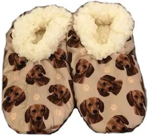 Comfies Womens Red Dachshund Dog Slippers - Sherpa Lined Animal Print Booties Comfies Womens Red Dachshund Dog Slippers - Sherpa Lined Animal Print Booties