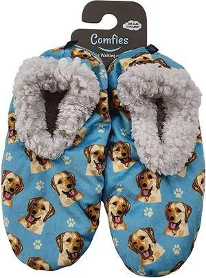 Comfies Womens Yellow Labrador Dog Slippers - Sherpa Lined Animal Print Booties Comfies Womens Yellow Labrador Dog Slippers - Sherpa Lined Animal Print Booties