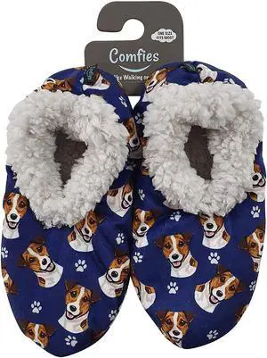Comfies Womens Jack Russell Dog Slippers - Sherpa Lined Animal Print Booties Comfies Womens Jack Russell Dog Slippers - Sherpa Lined Animal Print Booties
