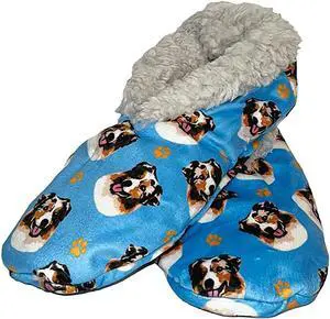 Comfies Womens Australian Shepherd Slippers - Sherpa Lined Animal Print Booties Comfies Womens Australian Shepherd Slippers - Sherpa Lined Animal Print Booties