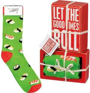 Primitives by Kathy Box Sign & Sock Set - Let The Good Times Roll Giftable Set Primitives by Kathy Box Sign & Sock Set - Let The Good Times Roll Giftable Set