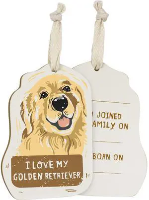 Primitives by Kathy Wooden Hanging Ornament, 2-Sided - I Love My Golden Retriever Primitives by Kathy Wooden Hanging Ornament, 2-Sided - I Love My Golden Retriever