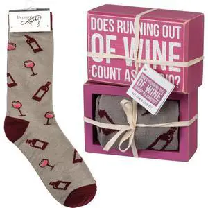Primitives by Kathy Box Sign/Sock Set - Does Running Out Of Wine Count As Cardio Primitives by Kathy Box Sign/Sock Set - Does Running Out Of Wine Count As Cardio