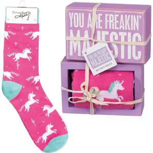 Primitives by Kathy Box Sign/Sock Set - You are Freakin' Majestic Primitives by Kathy Box Sign/Sock Set - You are Freakin' Majestic