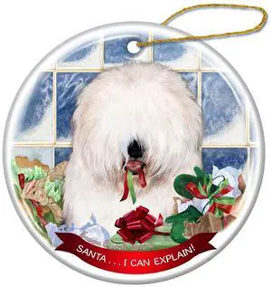 Old English Sheepdog Dog Porcelain Ornament Pet Gift 'Santa.. I Can Explain!' Old English Sheepdog Dog Porcelain Ornament Pet Gift 'Santa.. I Can Explain!'