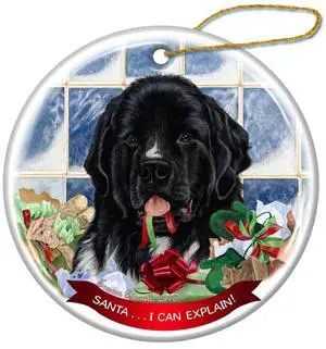 Landseer Newfoundland Dog Porcelain Ornament Pet Gift 'Santa.. I Can Explain! Landseer Newfoundland Dog Porcelain Ornament Pet Gift 'Santa.. I Can Explain!