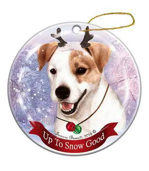 Holiday Pet Gifts Jack Russell Wirehair Tri Dog Porcelain Christmas Ornament Holiday Pet Gifts Jack Russell Wirehair Tri Dog Porcelain Christmas Ornament