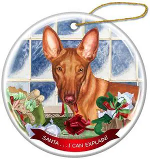 Pharaoh Hound Dog Porcelain Hanging Ornament Pet Gift 'Santa.. I Can Explain!' Pharaoh Hound Dog Porcelain Hanging Ornament Pet Gift 'Santa.. I Can Explain!'