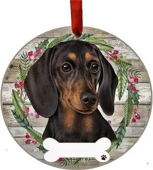 Black Dachshund Ornament - E&S Pets, DIY Personalizable, Ceramic Round Ornament Black Dachshund Ornament - E&S Pets, DIY Personalizable, Ceramic Round Ornament