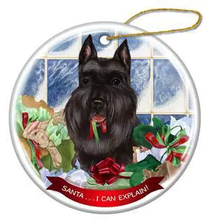 Black Cropped Schnauzer Dog Porcelain Ornament Pet Gift 'Santa.. I Can Explain! Black Cropped Schnauzer Dog Porcelain Ornament Pet Gift 'Santa.. I Can Explain!