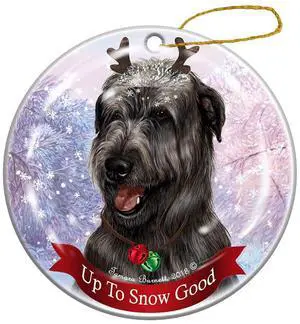 Holiday Pet Gifts Irish Wolfhound Black Dog Porcelain Christmas Ornament Holiday Pet Gifts Irish Wolfhound Black Dog Porcelain Christmas Ornament