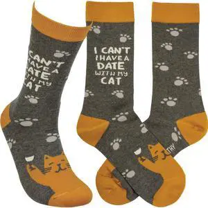 Primitives by Kathy Socks - Socks - I Can't I Have a Date With My Cat Primitives by Kathy Socks - Socks - I Can't I Have a Date With My Cat