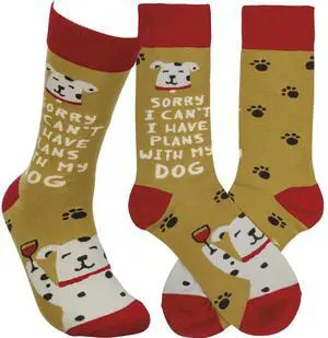 Primitives by Kathy Socks - Socks - Sorry I Can't I Have Plans With My Dog Primitives by Kathy Socks - Socks - Sorry I Can't I Have Plans With My Dog