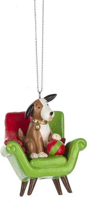 Ganz Dog on Chair Christmas Hanging Ornament, Polyresin, 3" Ganz Dog on Chair Christmas Hanging Ornament, Polyresin, 3"