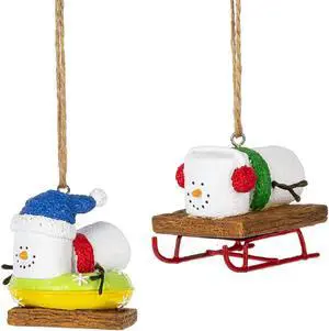 Ganz S'mores Sledding & Tubing Christmas Ornaments, Polyresin, 2.25", Set of 2 Ganz S'mores Sledding & Tubing Christmas Ornaments, Polyresin, 2.25", Set of 2