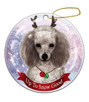 Holiday Pet Gifts Silver Poodle Dog Porcelain Christmas Ornament Holiday Pet Gifts Silver Poodle Dog Porcelain Christmas Ornament