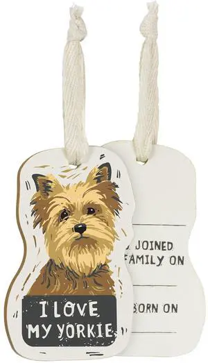 Primitives by Kathy Wooden Hanging Ornament, 2-Sided - I Love My Yorkie Primitives by Kathy Wooden Hanging Ornament, 2-Sided - I Love My Yorkie