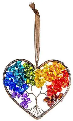 Ganz Hanging Ornament, 3-inch Width, Acrylic (Heart Rainbow Tree of Life) Ganz Hanging Ornament, 3-inch Width, Acrylic (Heart Rainbow Tree of Life)