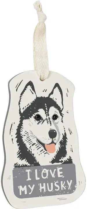 Primitives by Kathy Wooden Hanging Ornament, 2-Sided - I Love My Husky Primitives by Kathy Wooden Hanging Ornament, 2-Sided - I Love My Husky