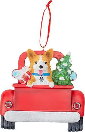 Kurt Adler Welsh Corgi Dog in Back of Truck Hanging Ornament 5 in. High, Kurt Adler Welsh Corgi Dog in Back of Truck Hanging Ornament 5 in. High,
