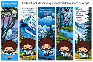 Re-Marks Bob Ross Set of 5 Different 2-Sided Bookmarks Re-Marks Bob Ross Set of 5 Different 2-Sided Bookmarks